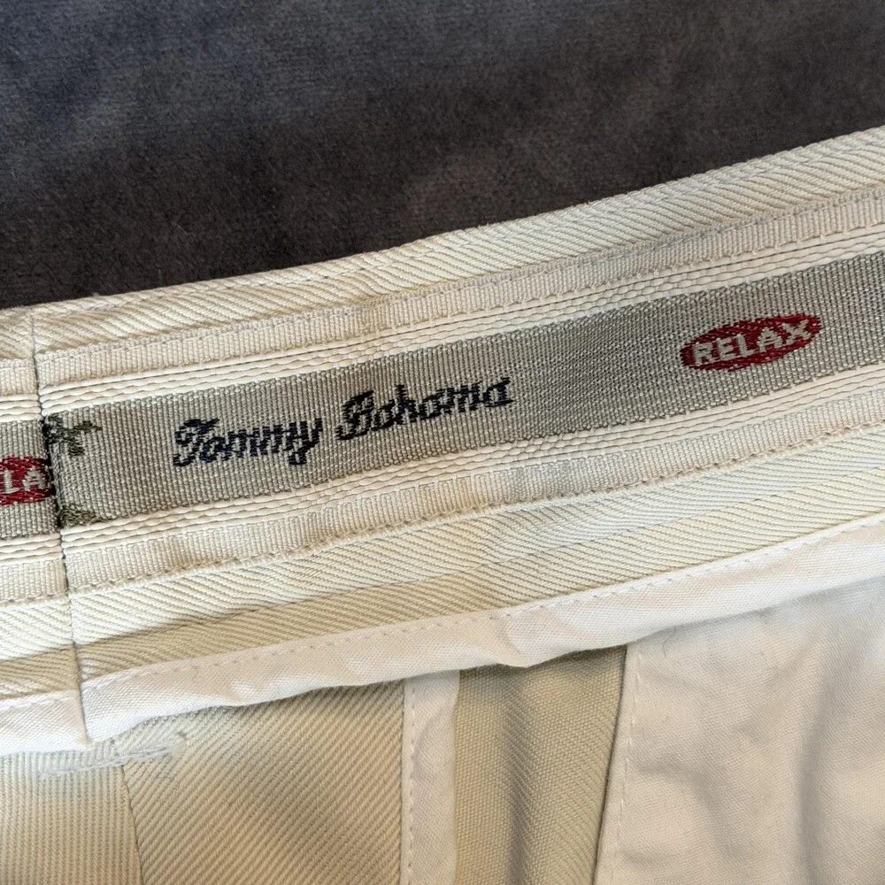 Tommy Bahama Dress Pants Mens 38x29 White 100% Silk Relax Pleated Straight Leg